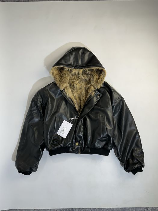 ДВОХСТОРОННИЙ дутый бомбер меховый шуба кожаный куртка курточка opium