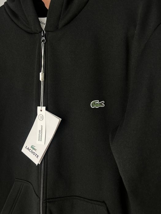 ЦЕНА БЫЛА 4000!Мужской спортивный костюм Lacoste на флисе черный зип