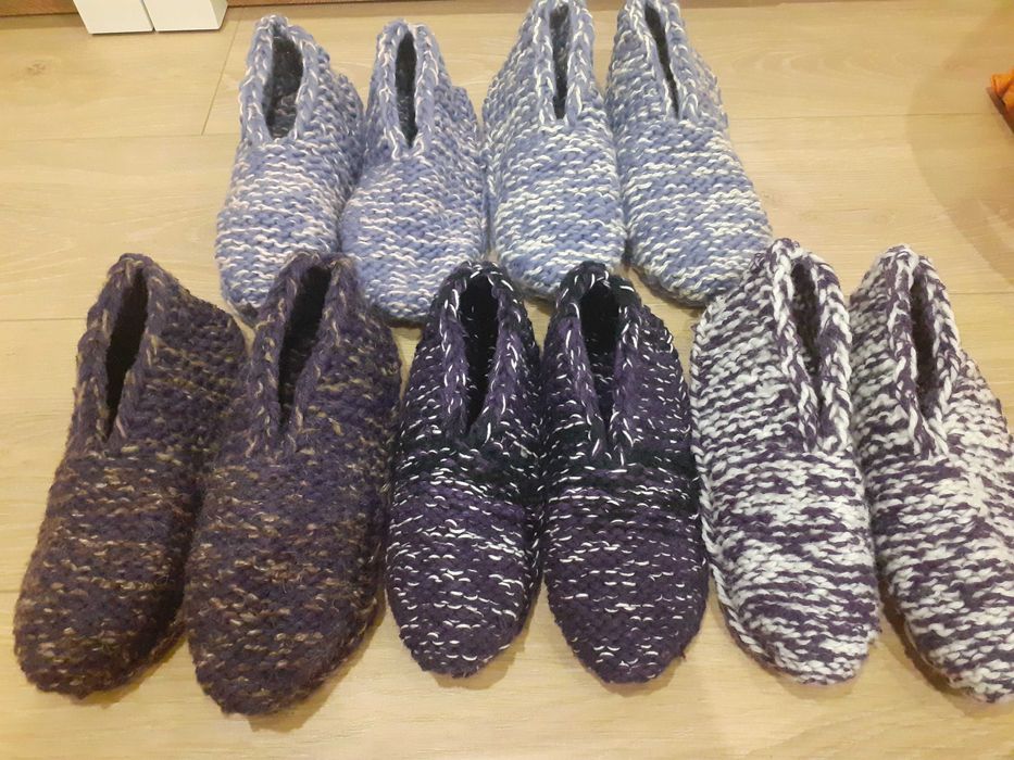 Kapcie wełniane  recznie robione