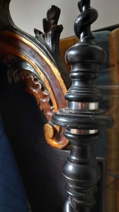 Cama Luxo em Ébano Maciço, Prata de Lei e Ouro (C/ Relatório Pericial)