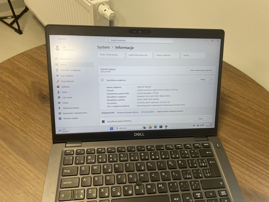 Laptop Dell 5400 i5 8gen 128GB SSD 8GB 14” Windows  11  Pro