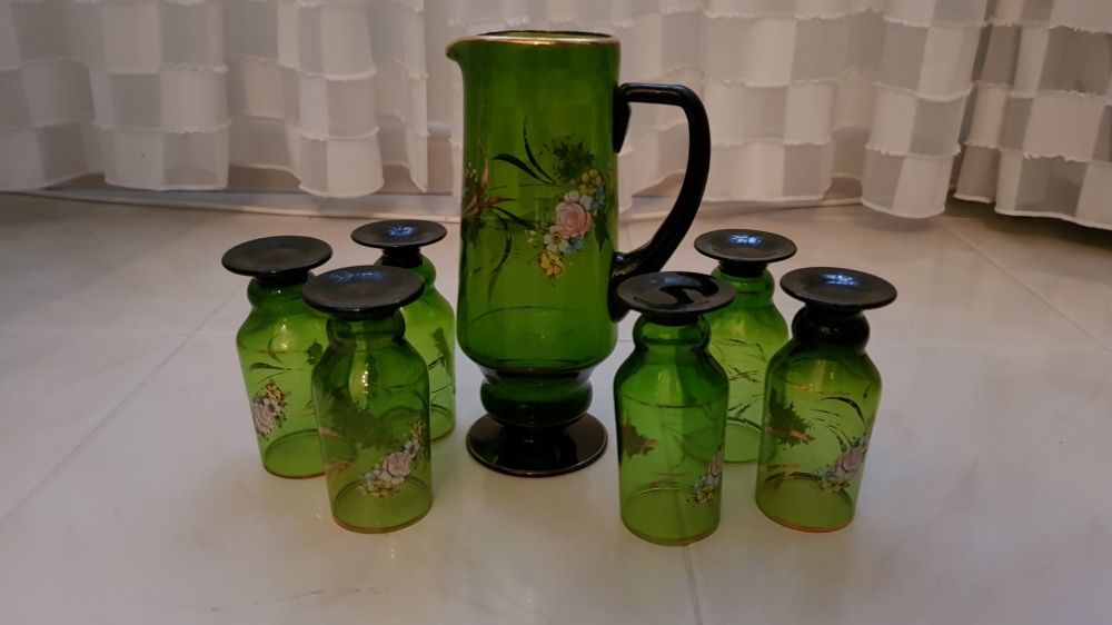 Pitcher + Vintage Glass Cups