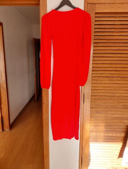 Vestido Midi Vermelho Cruzado Mango