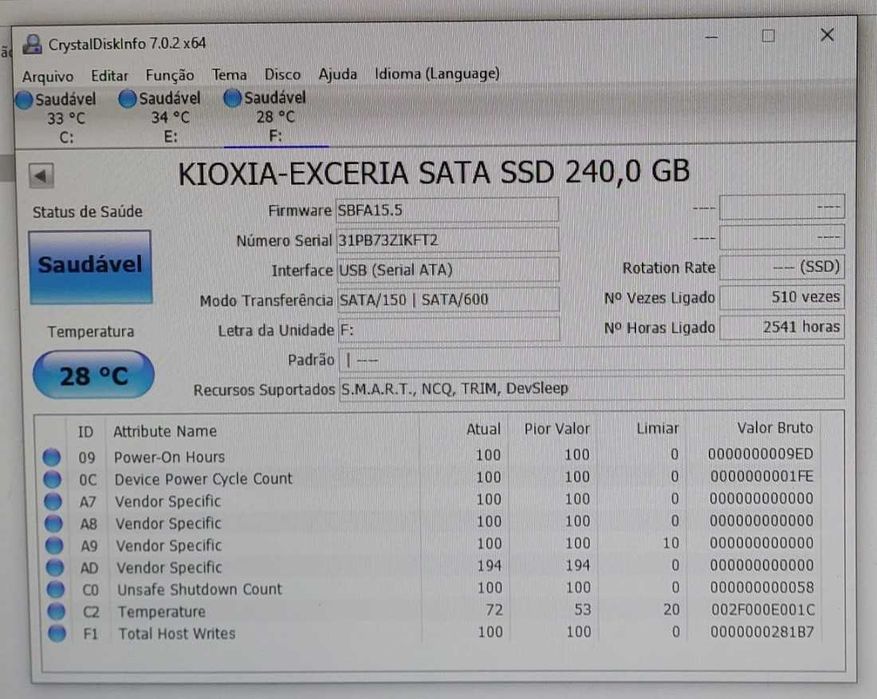 240GB SSD Disk - KIOXIA (Used)513870936230471682