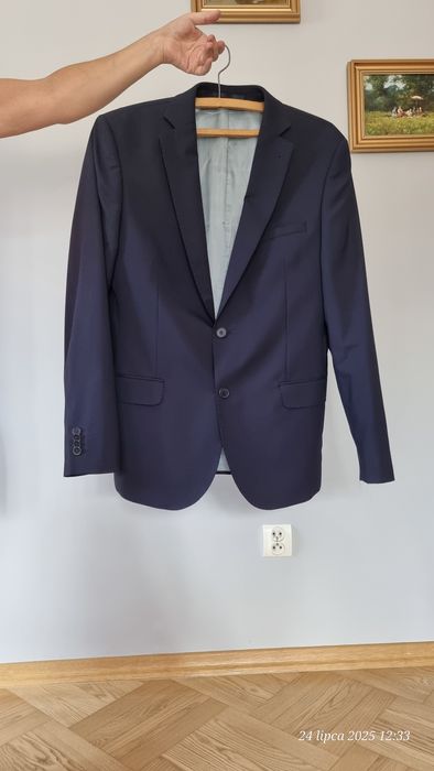 Garnitur granatowy wełniany wełna