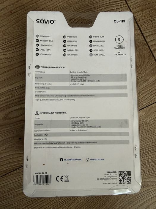 Nowy kabel HDMI (M) V2.0. 5m CL-113