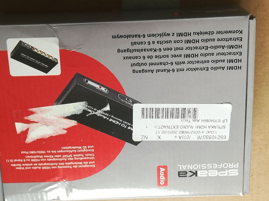 Ekstraktor audio [HDMI - HDMI, Cinch, Toslink] 1920 x 1080 pikseli Spe
