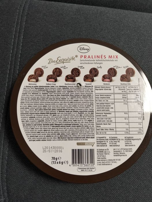 Myszka Miki, kaczor Donald, Goofy Disney opakowanie po czekoladkach