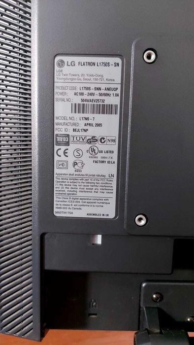 LG Monitor 2005 - Working - With Original Box64586010006146122