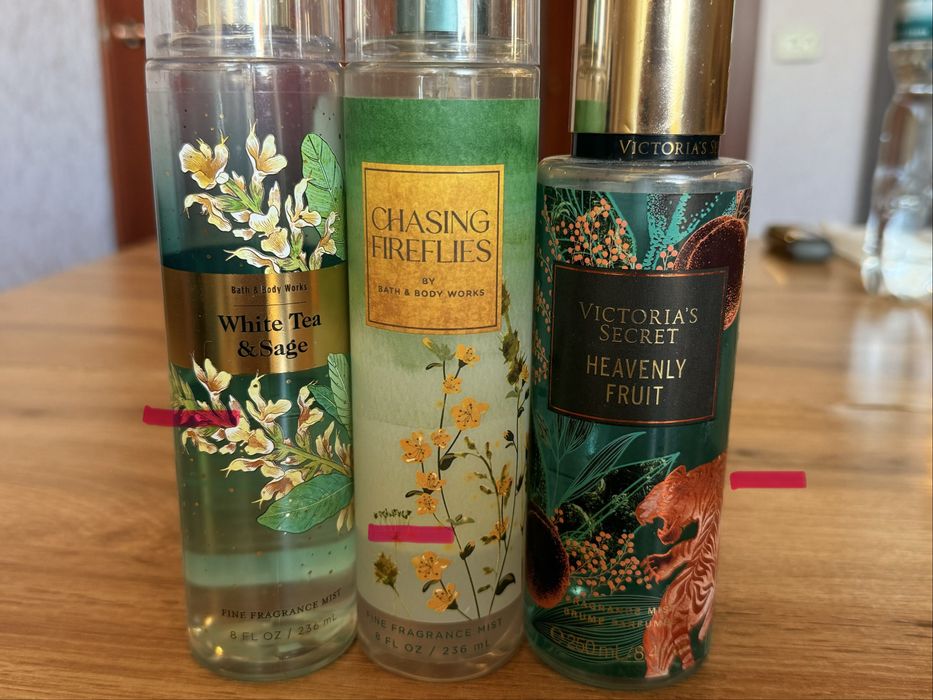Спреї від Bath and body works, Victoria secret та лосьйони