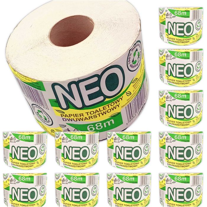Papier toaletowy bezzapachowy NEO 2w biały 12 rolek 68mb miękki