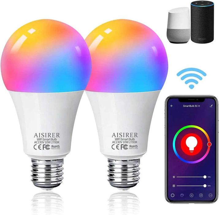 Розумна лампа AISIRER  2.4GHz WiFi LED Bulbs 10Вт керув. з телефону