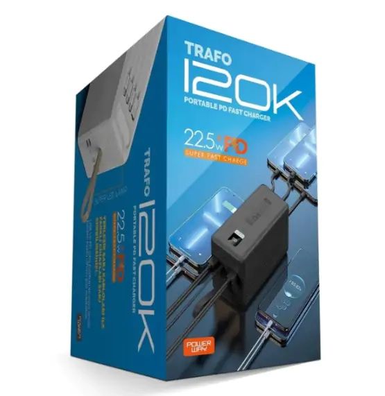 Новий Павербанк 120 000 mAh 22.5W PD | Вбудовані кабелі