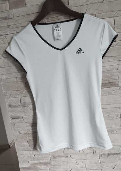 Bluzka biała czarna koszulka t-shirt Adidas 36