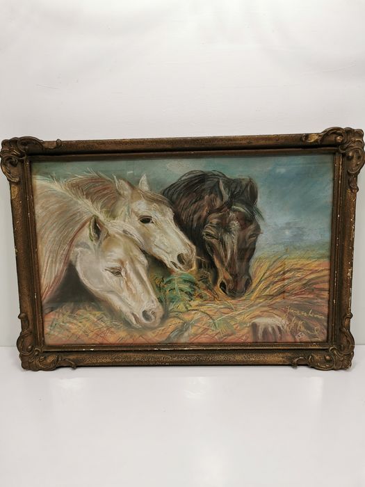 Obraz. Stanisław Klimowski Krakowska Szkoła malarstwa. Pastel  za szkłem.