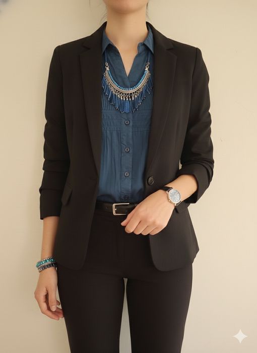 Blusa azul com bordado - Eternas Novidades - Tamanho S