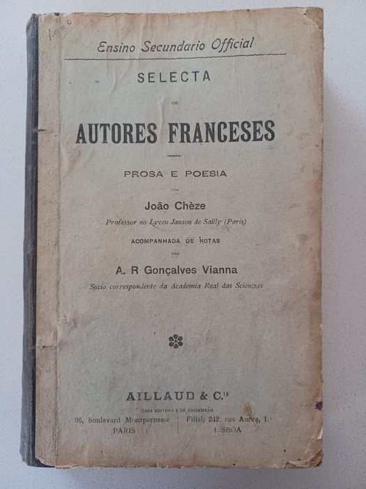 Livro Selecta Autores Franceses,  1906