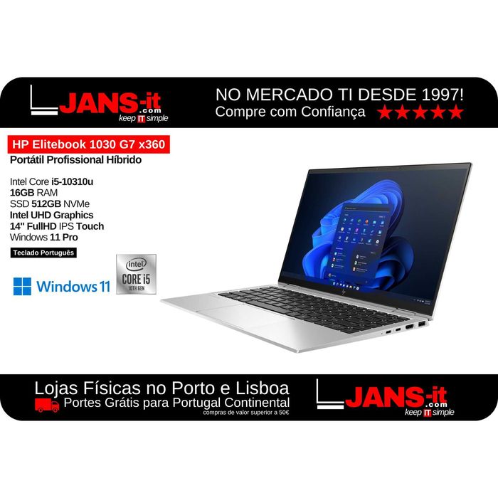 Híbrido HP 1030 G7 x360 i5-10310 | 16GB | SSD 512Gb | 13.3" FHD Touch64738820770307121
