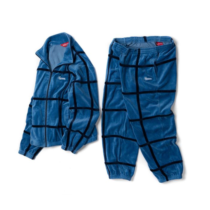 supreme grid taping velour pant