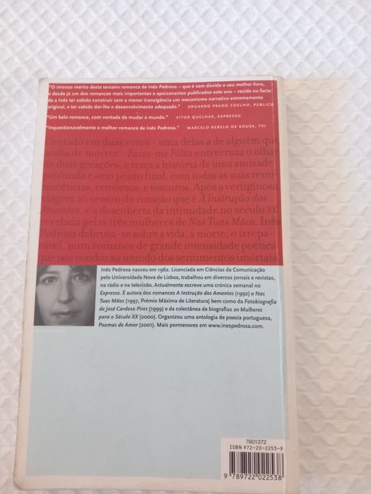 Livro(Fazes-me Falta)Inês Pedrosa