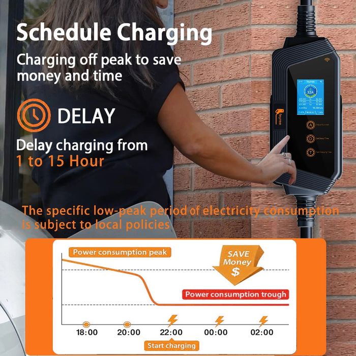Зарядний пристрій Feyree 22 кВт 32А 3 фази wallbox Type 2 Wi-Fi APP IP66 CEE 32A 5м для електромобілів Tesla Nissan VW Hyundai Kia