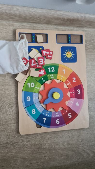 Zestaw 2 gier drewnianych balansująca biedronka nauka zegarka playtive