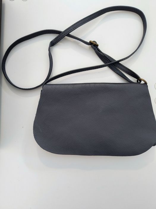 Torebka skórzana granatowa