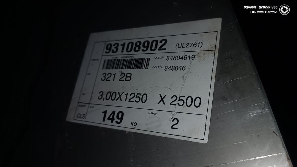 Лист нержавіючий 3x1250x2500 мм AISI 321 12Х18Н10Т 2B матовий