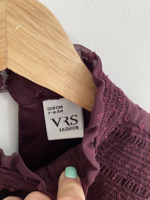 Bluzka tunika vrs 122/128 śliwkowa kropki jak newbie