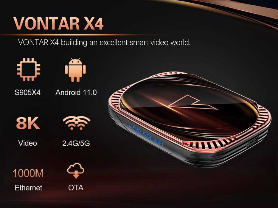 Smart TV Box Vontar X4 4/32 S905X4 Смарт ТВ приставка Андроїд ТВ бокс