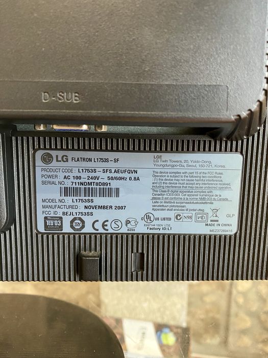 Monitor LG Flatron L1753s64283911646978124