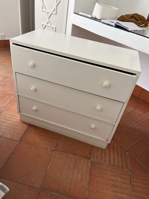 Cómoda branca 3 gavetas 85x42 cm – boa arrumação