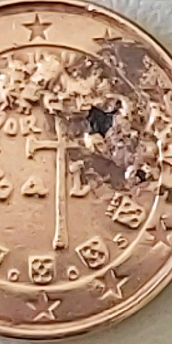 1 Centimo de 2005 de Portugal com DEFEITO na cunhagem