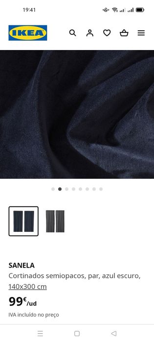 Cortinados SANELA azul escuro, IKEA. NOVOS