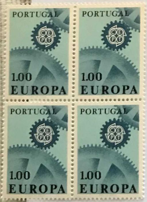 Quadra de selos novos de 1$00 - EUROPA CEPT - 1967