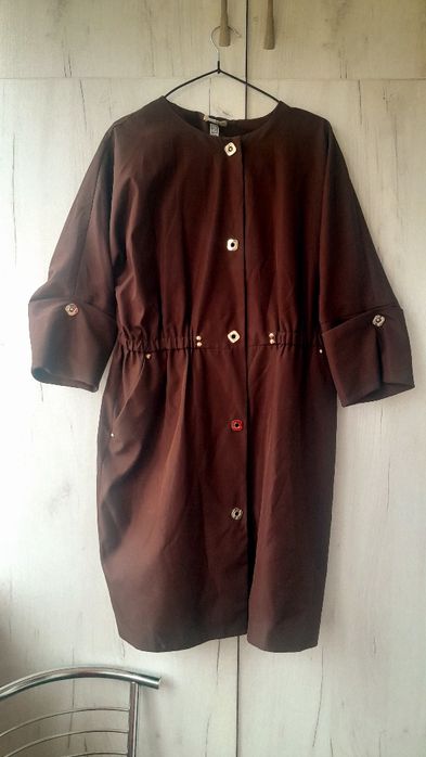 Жакет пальто рукав 3/4 шоколадного кольору розмір 52