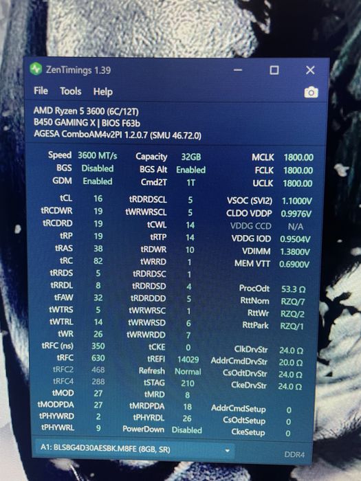 Ryzen 3600, Gigabyte B450 Gaming X, 32 GB Ramu