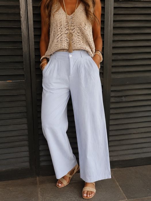 Calças azuis claras confortáveis, casual chic - Shein - Tamanho XL