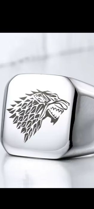 Sygnet męski z monogramem wilka
