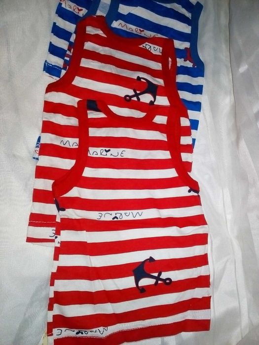 летняя майка-тельняшка для мальчика (32 см длина) 4 шт. одним лотом