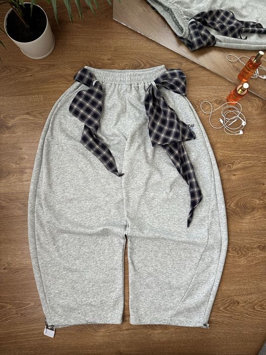 Сірі широкі штани з картатим поясом Baggy Sweatpants