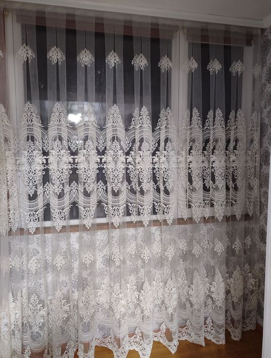 Тюль фатин с королевской вышевкой 5м, 5.5м, 8м, 11.5м, шифон в короны