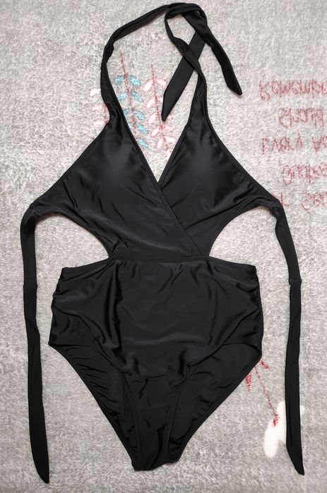 Купальник монокіні цільний чорний на зав’язках бюст В-С р.48-50