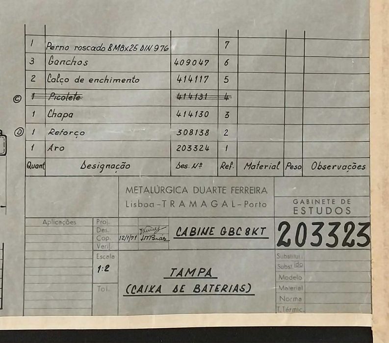 Antigo / Raro Projeto p/ Fabrico Antiga Berliet Duarte Ferreira-Tramag