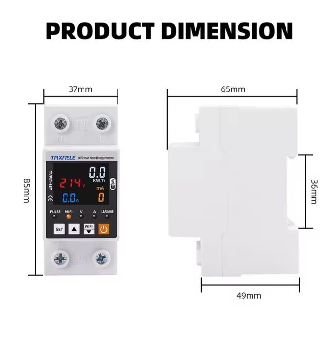 Розумне WiFi реле напруги Taxnele 63A Tuya