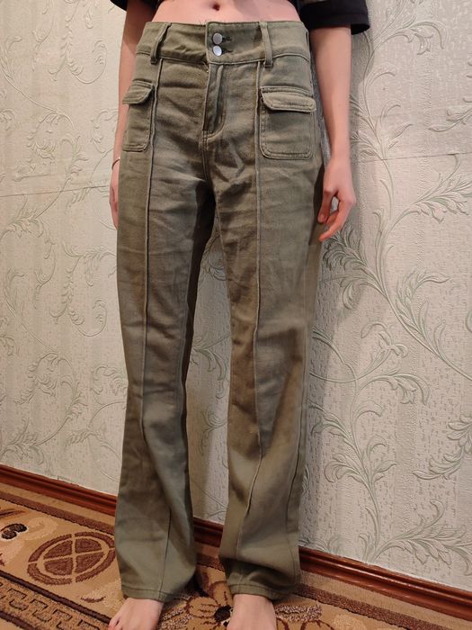 Оливкові клеш штани
