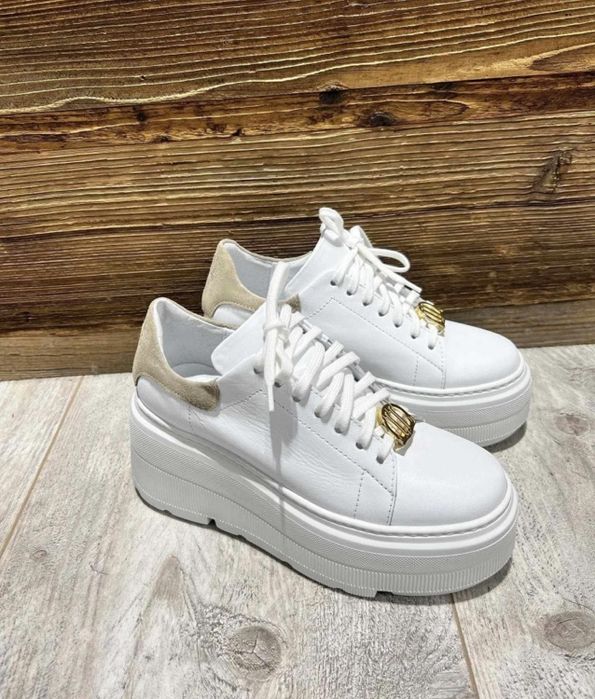 nowe sneakersy 40 by o la la buty trampki skóra