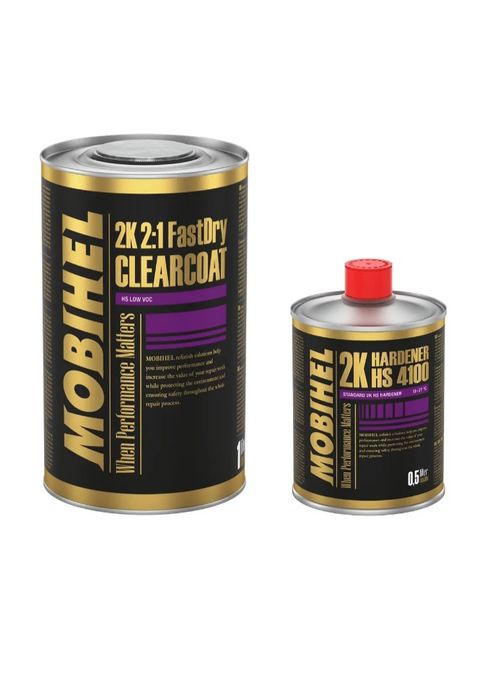Лак автомобільний MOBIHEL 2K FastDry (1 л) + затверджувач 4100 (0,5 л), комплект 1,5 л