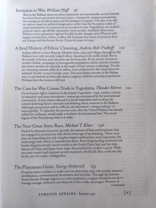 Revista "Foreign Affairs" Summer 1993 Volume 72, Number 3