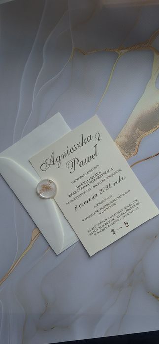 Zaproszenia złocone jednokartkowe